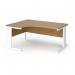 Vivo left hand ergonomic desk 1600mm - white frame, oak top VEL16-WH-O