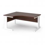 Vivo left hand ergonomic desk 1600mm - white frame, walnut top VEL16-WH-W