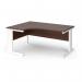 Vivo left hand ergonomic desk 1600mm - white frame, walnut top VEL16-WH-W