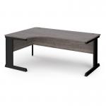 Vivo left hand ergonomic desk 1800mm - black frame, Grey Oak top VEL18-K-GO