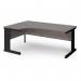 Vivo left hand ergonomic desk 1800mm - black frame, Grey Oak top VEL18-K-GO