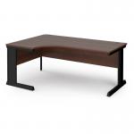 Vivo left hand ergonomic desk 1800mm - black frame, walnut top VEL18-K-W