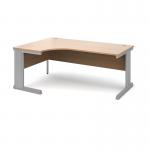 Vivo left hand ergonomic desk 1800mm - silver frame, beech top VEL18-S-B