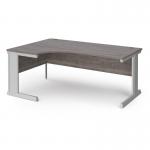 Vivo left hand ergonomic desk 1800mm - silver frame, Grey Oak top VEL18-S-GO
