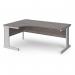 Vivo left hand ergonomic desk 1800mm - silver frame, Grey Oak top VEL18-S-GO