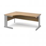 Vivo left hand ergonomic desk 1800mm - silver frame, oak top VEL18-S-O