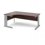 Vivo left hand ergonomic desk 1800mm - silver frame, walnut top VEL18-S-W