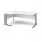 Vivo left hand ergonomic desk 1800mm - silver frame, white top VEL18-S-WH
