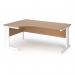 Vivo left hand ergonomic desk 1800mm - white frame, beech top VEL18-WH-B