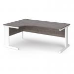 Vivo left hand ergonomic desk 1800mm - white frame, Grey Oak top VEL18-WH-GO