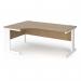 Vivo left hand ergonomic desk 1800mm - white frame, Kendal Oak top VEL18-WH-KO