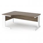 Vivo left hand ergonomic desk 1800mm - white frame, Nebraska Oak top VEL18-WH-NO