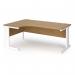 Vivo left hand ergonomic desk 1800mm - white frame, oak top VEL18-WH-O