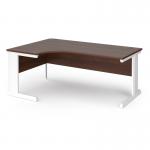 Vivo left hand ergonomic desk 1800mm - white frame, walnut top VEL18-WH-W