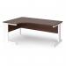 Vivo left hand ergonomic desk 1800mm - white frame, walnut top VEL18-WH-W