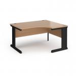 Vivo right hand ergonomic desk 1400mm - black frame, beech top VER14-K-B