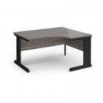 Vivo right hand ergonomic desk 1400mm - black frame, Grey Oak top VER14-K-GO