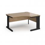Vivo right hand ergonomic desk 1400mm - black frame, Kendal Oak top VER14-K-KO