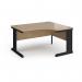 Vivo right hand ergonomic desk 1400mm - black frame, Kendal Oak top VER14-K-KO