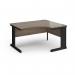 Vivo right hand ergonomic desk 1400mm - black frame, Nebraska Oak top VER14-K-NO