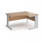 Vivo right hand ergonomic desk 1400mm - silver frame, beech top VER14-S-B