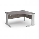 Vivo right hand ergonomic desk 1400mm - silver frame, Grey Oak top VER14-S-GO