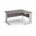 Vivo right hand ergonomic desk 1400mm - silver frame, Grey Oak top VER14-S-GO