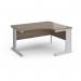 Vivo right hand ergonomic desk 1400mm - silver frame, Nebraska Oak top VER14-S-NO