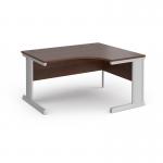 Vivo right hand ergonomic desk 1400mm - silver frame, walnut top VER14-S-W