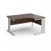 Vivo right hand ergonomic desk 1400mm - silver frame, walnut top VER14-S-W