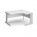 Vivo right hand ergonomic desk 1400mm - silver frame, white top VER14-S-WH