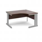 Vivo right hand ergonomic desk 1400mm - silver frame and walnut top