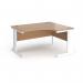 Vivo right hand ergonomic desk 1400mm - white frame, beech top VER14-WH-B