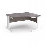 Vivo right hand ergonomic desk 1400mm - white frame, Grey Oak top VER14-WH-GO