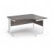 Vivo right hand ergonomic desk 1400mm - white frame, Grey Oak top VER14-WH-GO