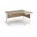 Vivo right hand ergonomic desk 1400mm - white frame, Kendal Oak top VER14-WH-KO
