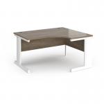 Vivo right hand ergonomic desk 1400mm - white frame, Nebraska Oak top VER14-WH-NO