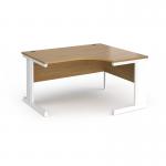 Vivo right hand ergonomic desk 1400mm - white frame, oak top VER14-WH-O