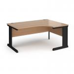 Vivo right hand ergonomic desk 1600mm - black frame, beech top VER16-K-B