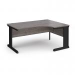 Vivo right hand ergonomic desk 1600mm - black frame, Grey Oak top VER16-K-GO