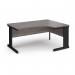 Vivo right hand ergonomic desk 1600mm - black frame, Grey Oak top VER16-K-GO