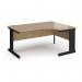 Vivo right hand ergonomic desk 1600mm - black frame, Kendal Oak top VER16-K-KO
