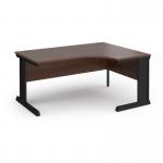 Vivo right hand ergonomic desk 1600mm - black frame, walnut top VER16-K-W