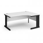 Vivo right hand ergonomic desk 1600mm - black frame, white top VER16-K-WH