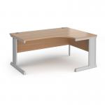 Vivo right hand ergonomic desk 1600mm - silver frame, beech top VER16-S-B