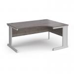 Vivo right hand ergonomic desk 1600mm - silver frame, Grey Oak top VER16-S-GO
