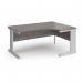 Vivo right hand ergonomic desk 1600mm - silver frame, Grey Oak top VER16-S-GO