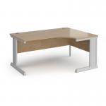 Vivo right hand ergonomic desk 1600mm - silver frame, Kendal Oak top VER16-S-KO