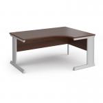 Vivo right hand ergonomic desk 1600mm - silver frame, walnut top VER16-S-W