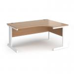 Vivo right hand ergonomic desk 1600mm - white frame, beech top VER16-WH-B